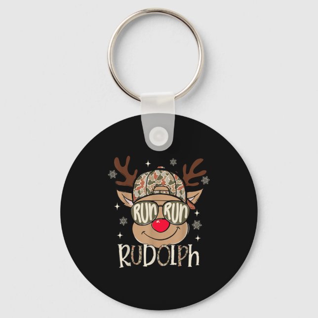 Chaveiro Run Rudolph Santa's Reindeer Christmas Camo Boys T (Frente)