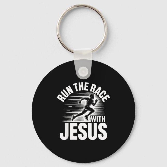 Chaveiro Run The Race With Jesus Motivational Quote  (Frente)