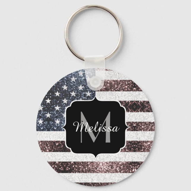 Chaveiro Russo Red White Blue Sparkles Estados Unidos bande (Frente)