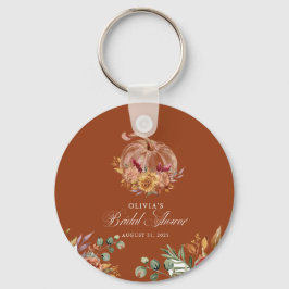 Chaveiro Rust Terracotta Floral Pampas Grass e Pumpkin