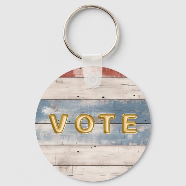 Chaveiro Rustic Americana Wood Plank Vote (Frente)