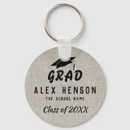 Chaveiro Rustic Black Typography Class, Grad Graduation