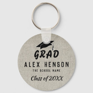 Chaveiro Rustic Black Typography Class, Grad Graduation