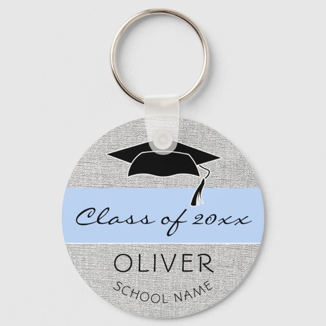 Chaveiro Rustic Blue Class of and Graduate Name Graduation (Frente)