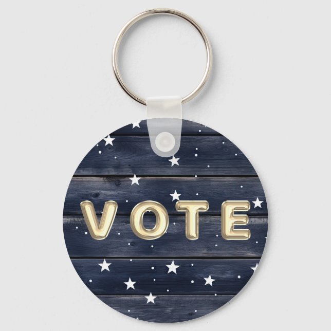 Chaveiro Rustic Blue Wood Stars  Vote (Frente)