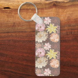 Chaveiro Rustic Boho Asphalt Floral Pattern 