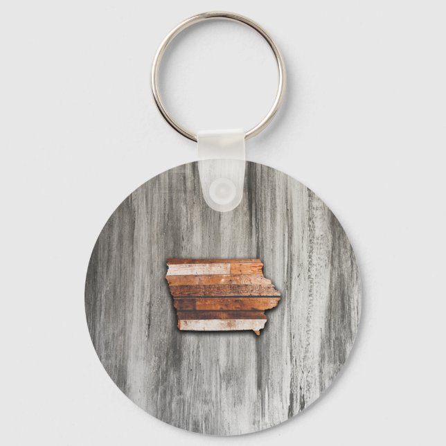 Chaveiro Rustic da Forma do Estado de Iowa (Frente)