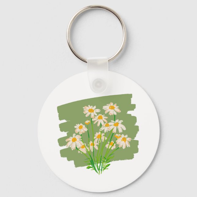 Chaveiro Rustic Floral Design on Green Background (Frente)