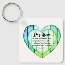 Chaveiro Rustic Heart Dog Mom Greenleaf Metal Keychain