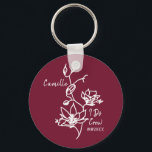 Chaveiro Rustic Marcela I Do Crew Bridesmaid Partido Bridal<br><div class="desc">O floral botânico contra a cor burgundy rustic marsala faz um presente de madrinha para o seu partido noivo. Personalizar facilmente com o nome e a data do evento escolhido. Ofereça-me a festa de solteira,  festa noiva,  madrinha de casamento e muito mais.</div>