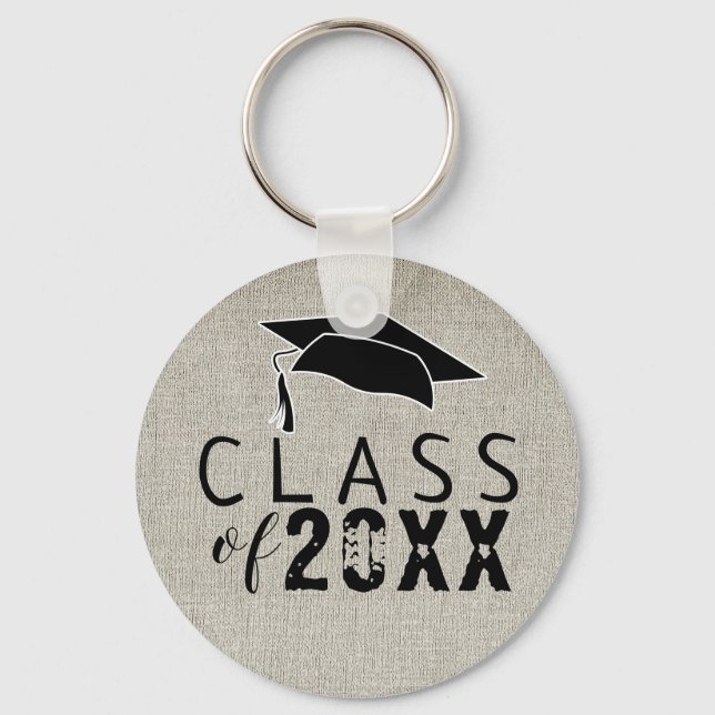 Chaveiro Rustic Modern Black Typography Class of Graduation (Frente)