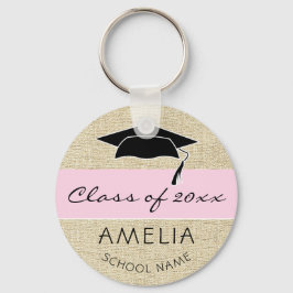 Chaveiro Rustic Pink Class of and Graduate Name Graduation