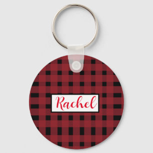 Chaveiro Rustic Red Black Gingham