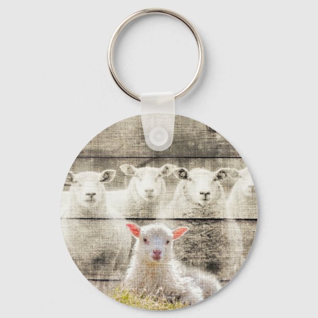 Chaveiro Rustic Sheep Baby Lamb Burlap (Frente)
