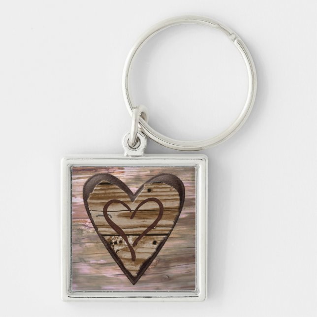 Chaveiro Rustic wooden hearts love sign keychain (Frente)