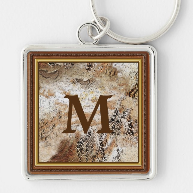 Chaveiro rústico do MONOGRAMA para homens (Frente)