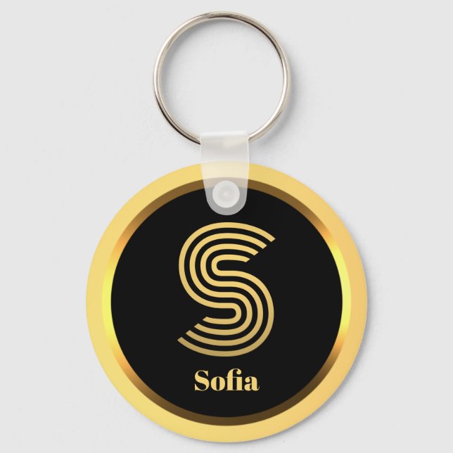 Chaveiro S Monograma Dourado Personalizado (Frente)