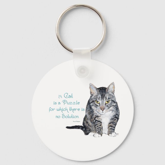 Chaveiro Sabedoria Felina - um Gato é um Enigma (Frente)
