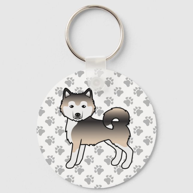 Chaveiro Sable Alaskan Malamute Cachorro de Desenho Animado (Frente)