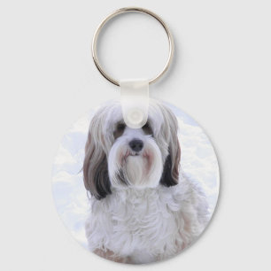 Chaveiro Sable e branco de Terrier tibetano