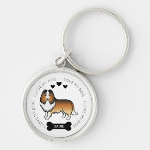 Chaveiro Sable Shetland Sheepdog Cartoon Dog Love & Name
