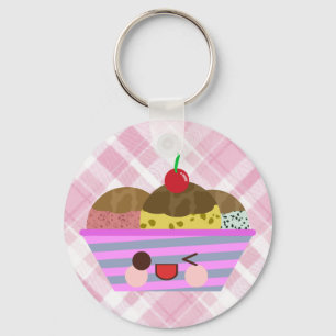 Chaveiro Sabores de Sundae de Sorvete Kawaii Deliciosos Xad
