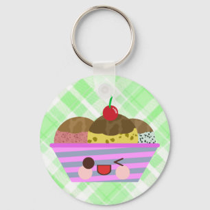 Chaveiro Sabores de Sundae de Sorvete Kawaii Deliciosos Xad