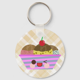 Chaveiro Sabores de Sundae de Sorvete Kawaii Deliciosos Xad