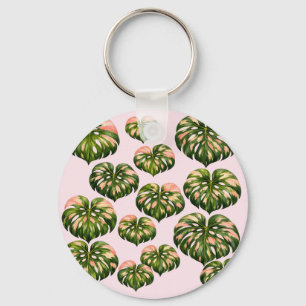 Chaveiro Saca de mão divertida de planta Monstera rosa botâ