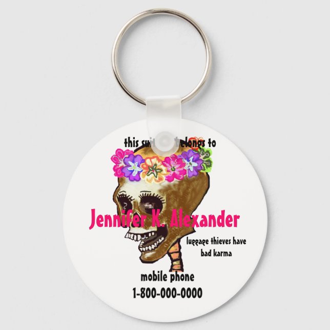 Chaveiro Saco de bagagem de crânio com identificação (Frente)