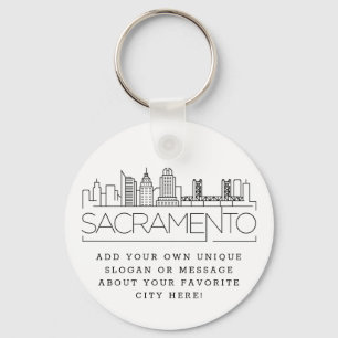 Chaveiro Sacramento Stylized Skyline   Slogan Personalizado