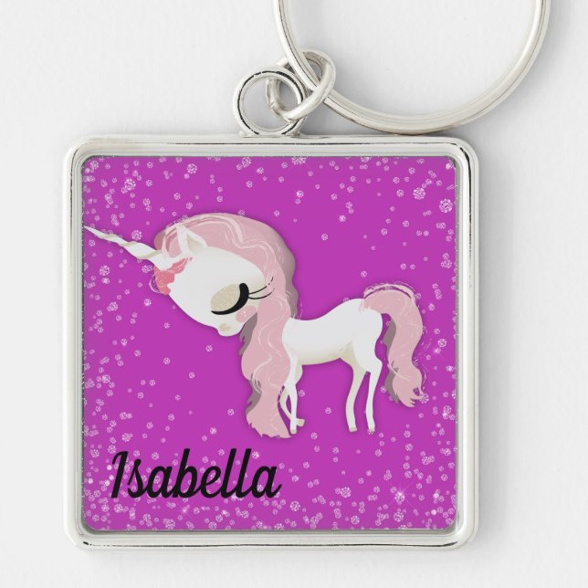 Chaveiro Sad Whimsical Unicorn Personalizado a Rosa (Frente)