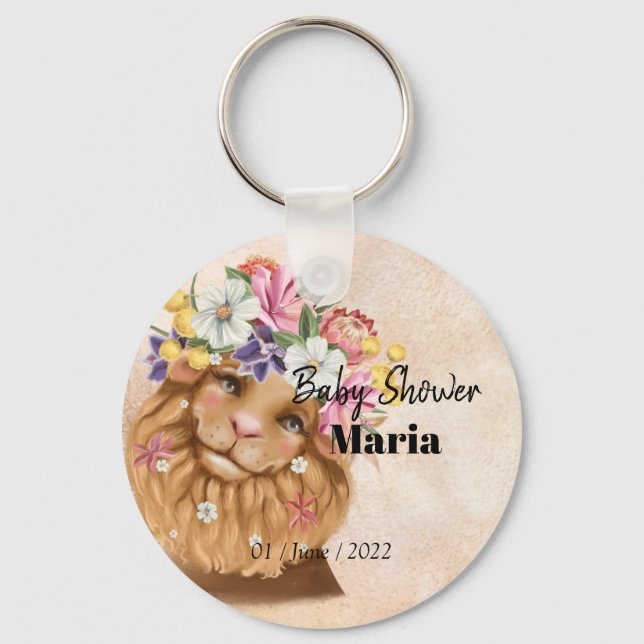 Chaveiro Safari - ouro de convite a chás de fraldas (Frente)