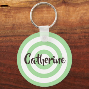 Chaveiro Sage Verde e Círculos Brancos Nome Personalizado M