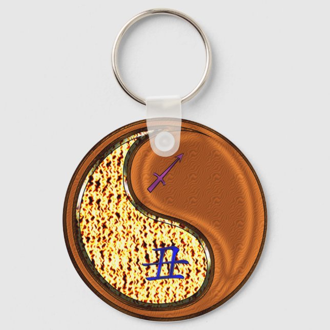 Chaveiro Sagitário e Ox de madeira (Frente)