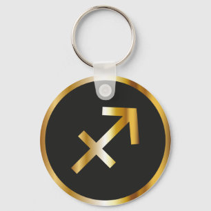 Chaveiro Sagittarius Zodiac Sign, Black & Gold Keychain