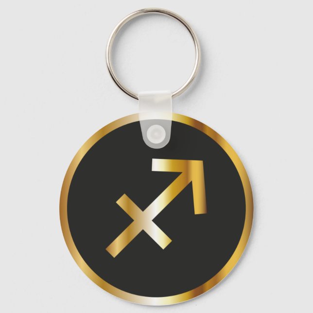 Chaveiro Sagittarius Zodiac Sign, Black & Gold Keychain (Frente)