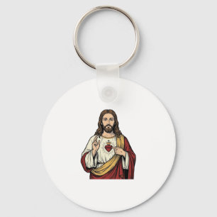 Chaveiro Sagrado Coração Jesus Arte Vetorial de Gravura Vin