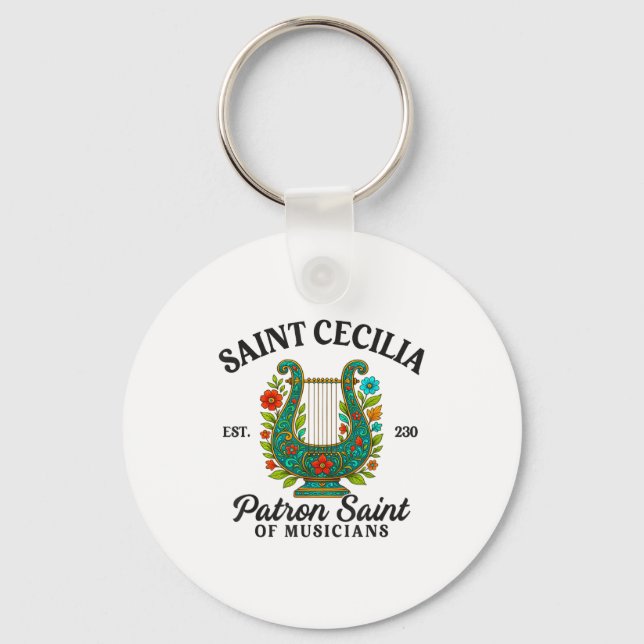 Chaveiro Saint Cecilia Patron Saint Of Musicians Catholic M (Frente)