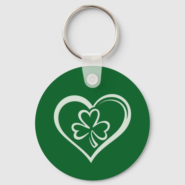 Chaveiro Saint Patrick's Day Engraçado Shamrock Heart Irish (Frente)