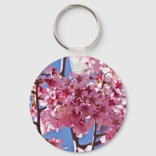 Chaveiro Sakura Flores de Cerejeira Estrelas Vermelhas