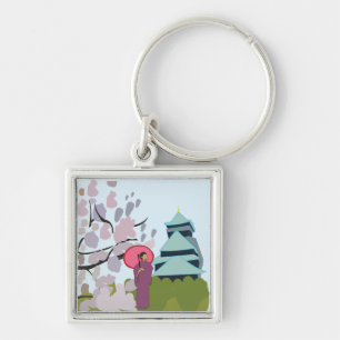 Chaveiro Sakura Geisha Quimono Japão