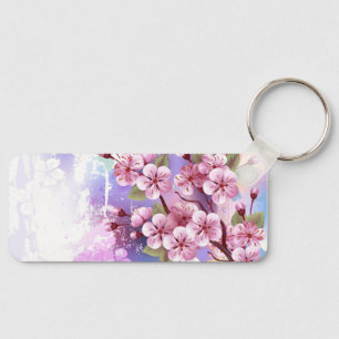 Chaveiro Sakura rosa no fundo da pintura