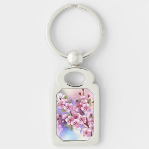 Chaveiro Sakura rosa no fundo da pintura