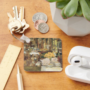 Chaveiro Sala de Flores por Childe Hassam, Arte Fino Vintag