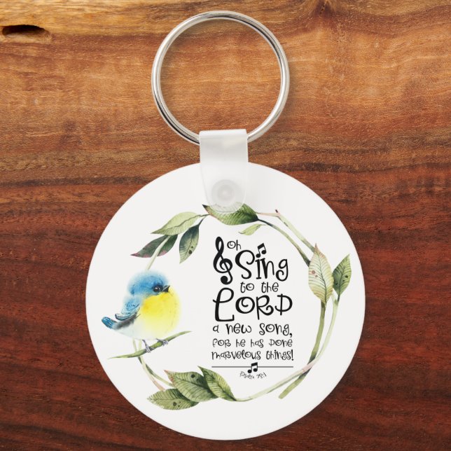 Chaveiro Salm 98:1 Cante ao Senhor uma Bíblia de Música Nov (Frente)