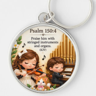 Chaveiro Salmo 150:4 Música Cristã de Violino e Órgão Keych