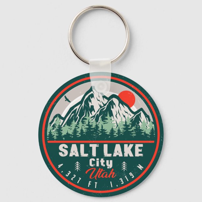 Chaveiro Salt Lake City Utah Retro Sunset Souvenirs 60s (Frente)