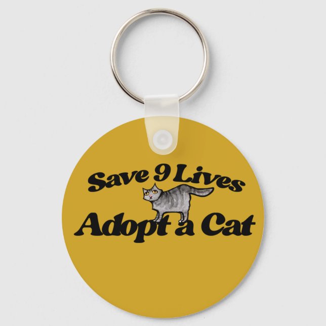 Chaveiro Salvar 9 Vidas Adotar um Gato (Frente)