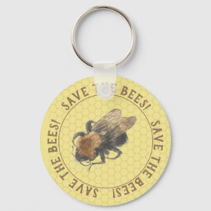 Chaveiro Salvar a abelha & o favo de mel do vintage das